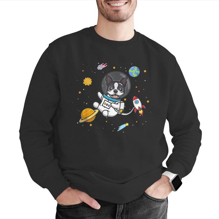 Kawaii Kids & Boys Astronaut Space Boston Terrier Dog Lover Men Graphic Sweatshirt, funny gift
