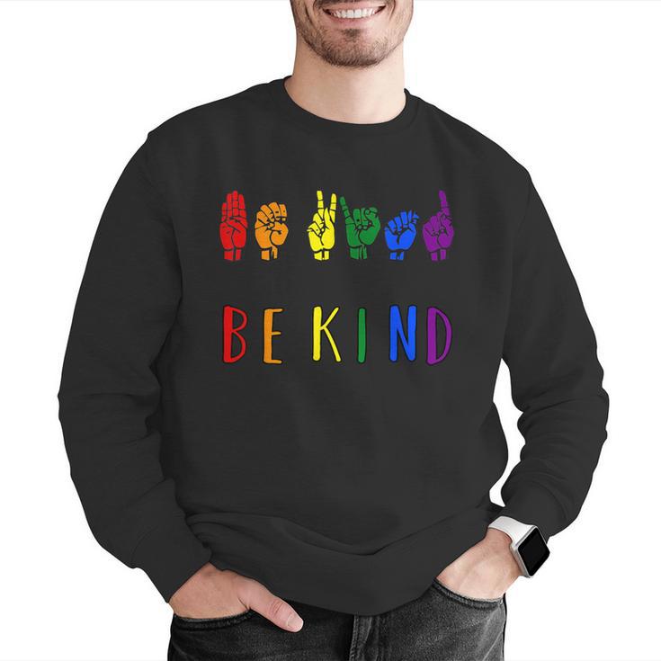 Be Kind Pride Sign Language Rainbow Teachers Interpreter ASL Men Graphic Sweatshirt, funny gift