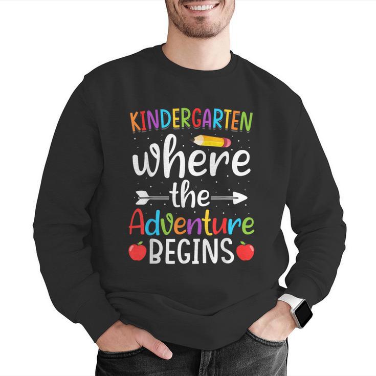 Kindergarten Where The Adventure Begins Shirt Children's Teacher Men Graphic Sweatshirt, funny gift Kindergarten Where The Adventure Begins Shirt Children's Teacher Men Graphic Sweatshirt, funny gift