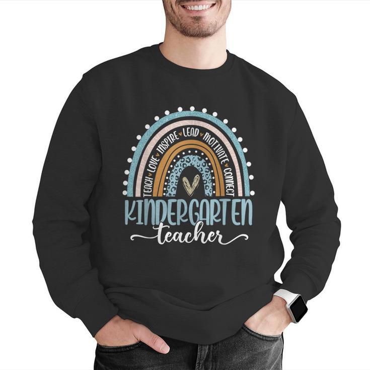 Kindergarten Teacher Leopard Boho Rainbow Back To School Men Graphic Sweatshirt, funny gift