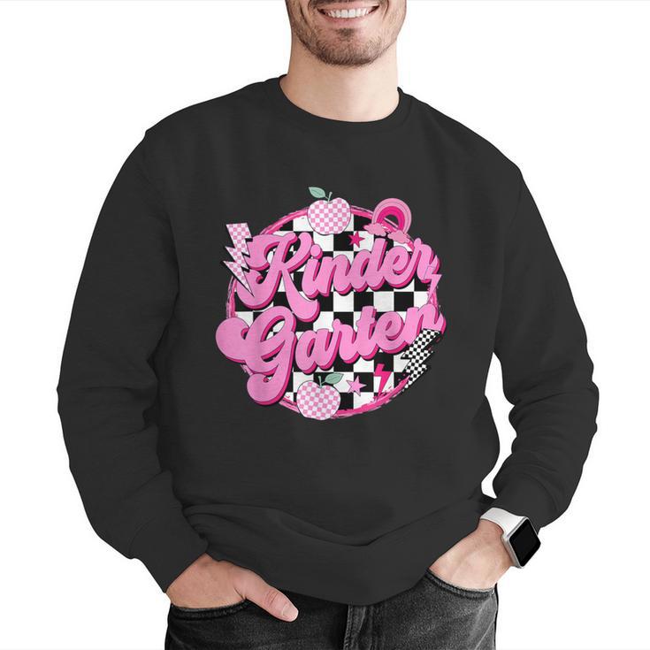Kindergarten Teacher Women Checkered First Day Of School Men Graphic Sweatshirt, funny gift Kindergarten Teacher Women Checkered First Day Of School Men Graphic Sweatshirt, funny gift