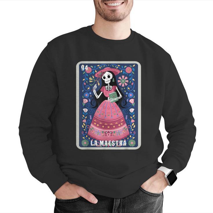 La Maestra Halloween Mexican Bingo Card Teacher Lottery Card Men Graphic Sweatshirt, funny gift La Maestra Halloween Mexican Bingo Card Teacher Lottery Card Men Graphic Sweatshirt, funny gift