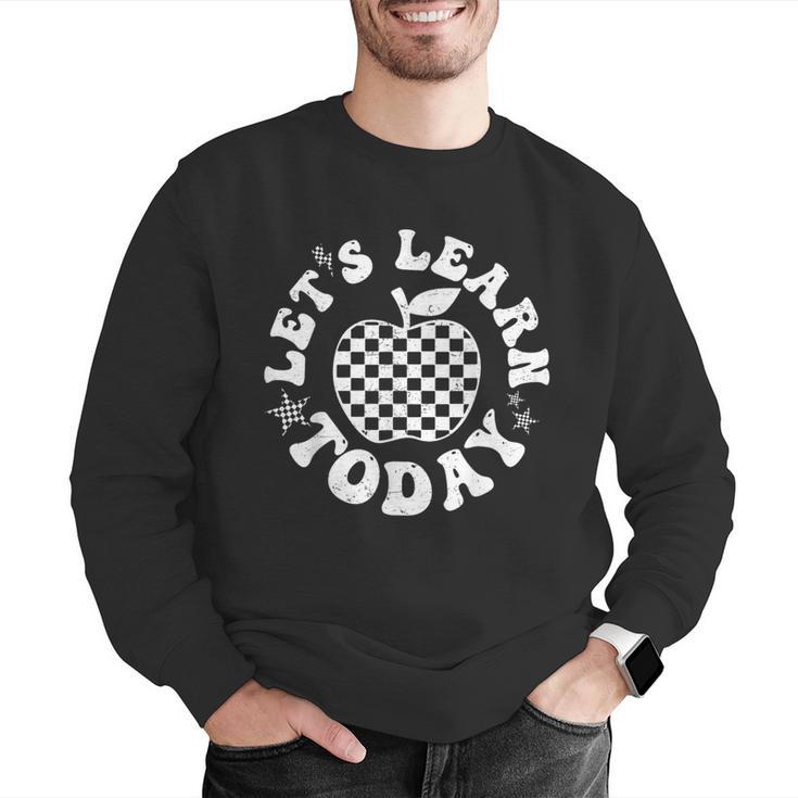 Let's Learn Today Checkered Apple Back To School Teacher Men Graphic Sweatshirt, funny gift Let's Learn Today Checkered Apple Back To School Teacher Men Graphic Sweatshirt, funny gift