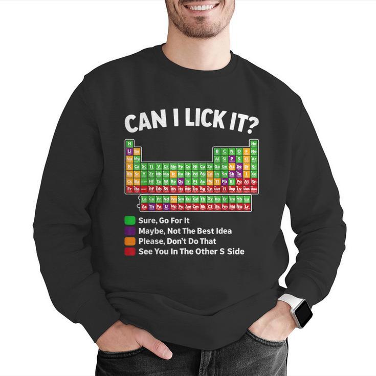 Can I Lick It Periodic Table Shirt Science Chemistry Teacher Men Graphic Sweatshirt, Science Teacher Sweatshirts, funny gift