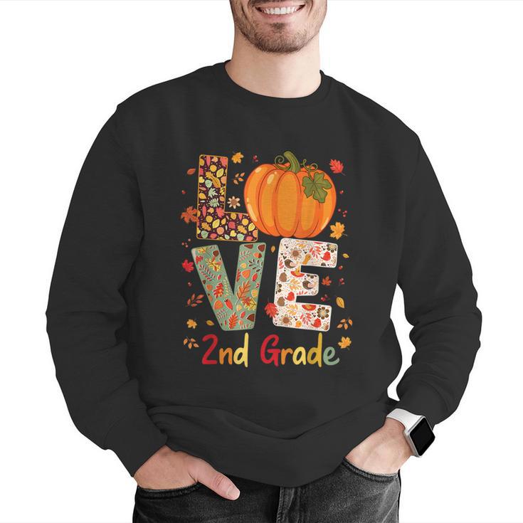 Love 2nd Grade Happy Fall Thanksgiving For 2nd Teacher For Men Women Girls Kids Men Graphic Sweatshirt, 2nd Grade Teacher Sweatshirts, funny gift