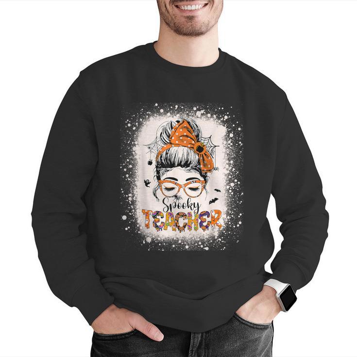 Messy Bun Spooky Teacher Bleached Halloween Teachers Men Graphic Sweatshirt, funny gift