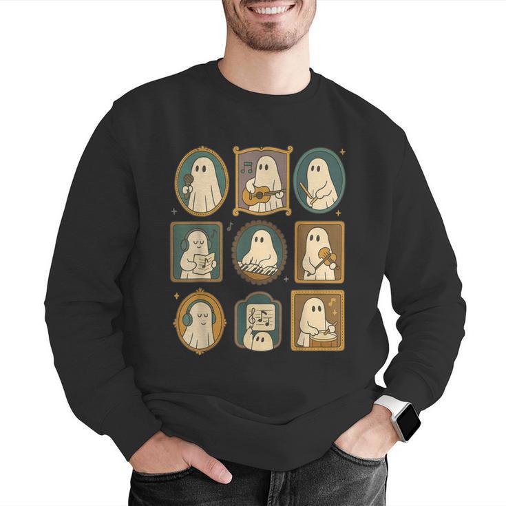 Music Teacher Orchestra Spooky Halloween Ghost Band Men Graphic Sweatshirt, funny gift