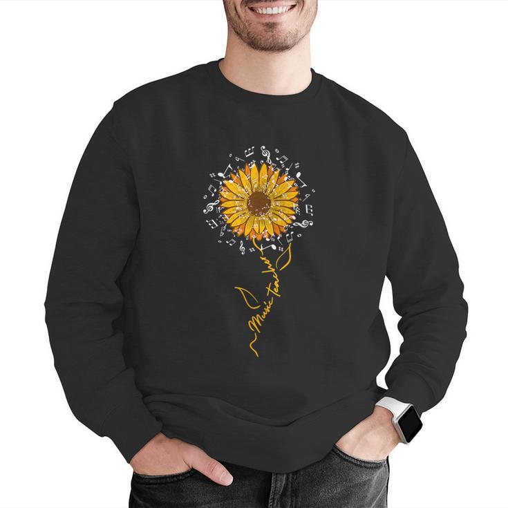 Music Teacher Shirt Sunflower Music Notes Musician Singer Men Graphic Sweatshirt, funny gift