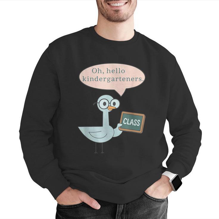 Oh Hello Kindergarteners Shirt Cute Pigeon Teacher Tee Men Graphic Sweatshirt, funny gift