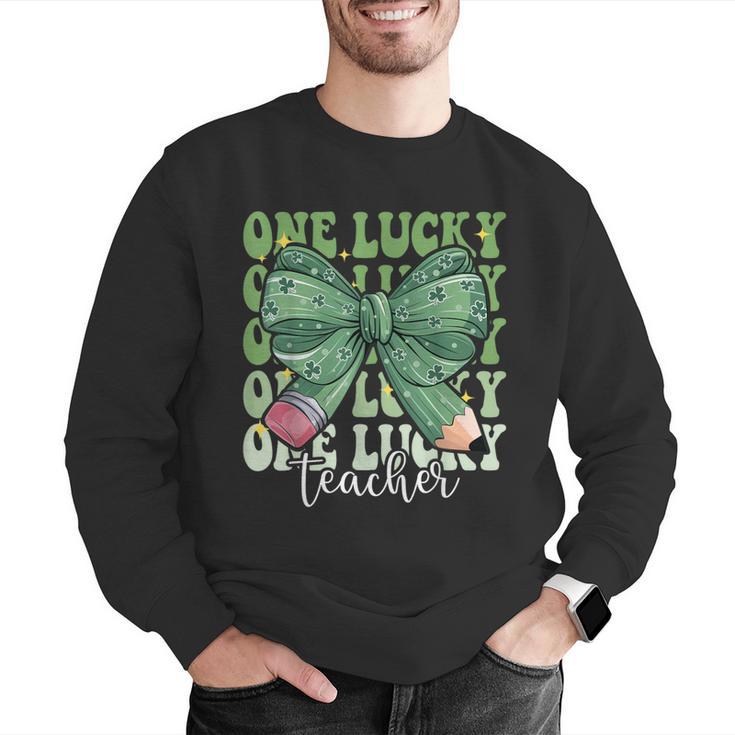 One Lucky Teacher Coquette Bow St Patricks Day Teacher Men Graphic Sweatshirt, funny gift One Lucky Teacher Coquette Bow St Patricks Day Teacher Men Graphic Sweatshirt, funny gift
