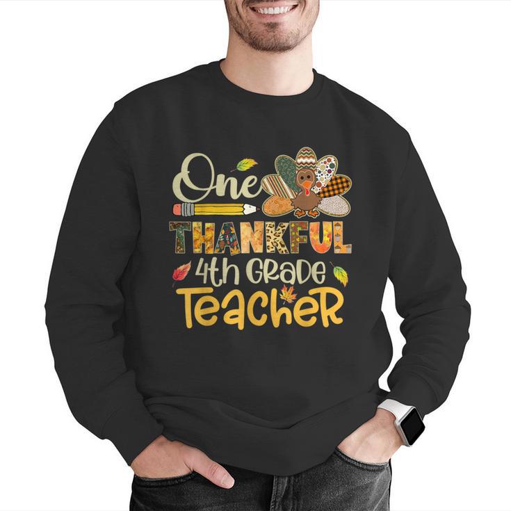 One Thankful 4th Grade Teacher Turkey Leopard Thanksgiving Men Graphic Sweatshirt, First Grade Teacher Sweatshirts, 4th Grade Teacher Sweatshirts, funny gift