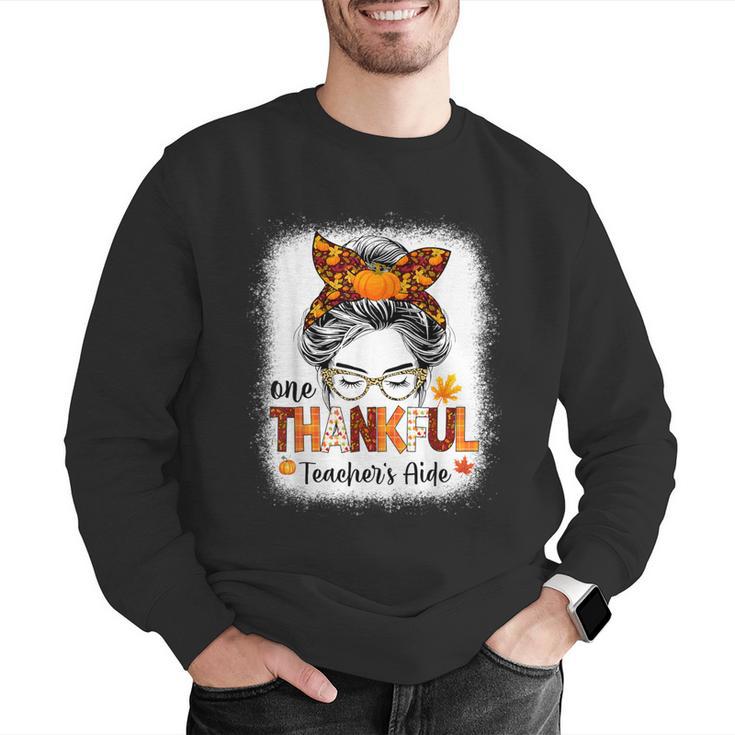 One Thankful Teacher's Aide Messy Bun Thanksgiving Fall Men Graphic Sweatshirt, funny gift One Thankful Teacher's Aide Messy Bun Thanksgiving Fall Men Graphic Sweatshirt, funny gift