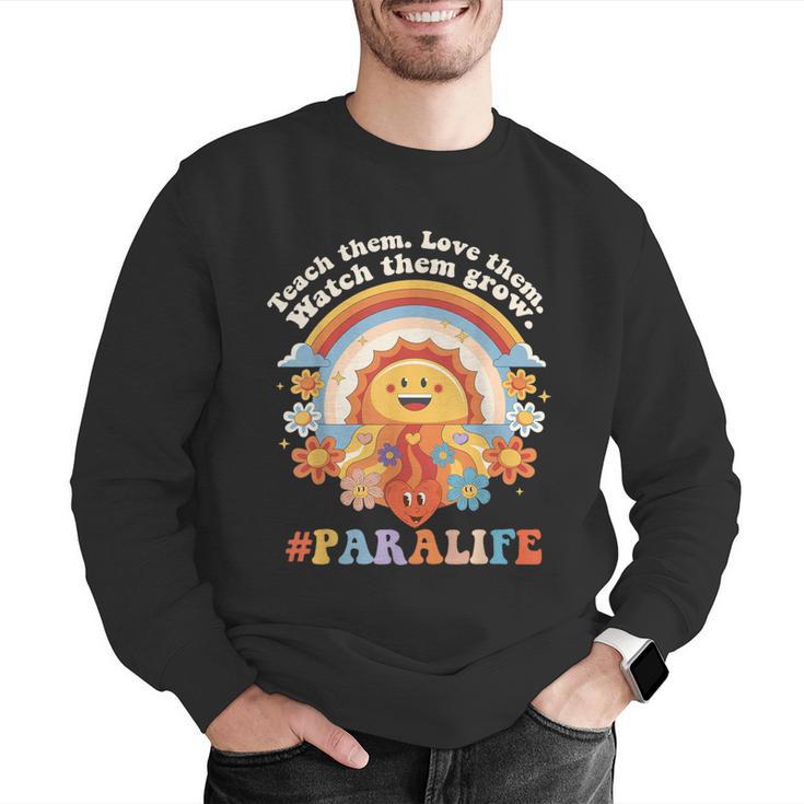 Paraprofessional Para Life Sun Flower Teacher Back To School Men Graphic Sweatshirt, funny gift