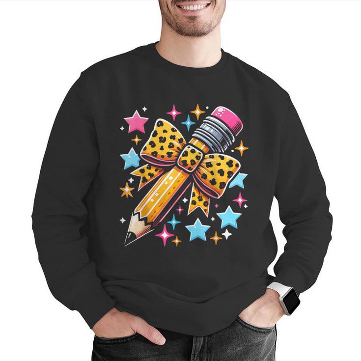 Pencil Leopard Coquette Bow Teacher Life Back To School Men Graphic Sweatshirt, funny gift Pencil Leopard Coquette Bow Teacher Life Back To School Men Graphic Sweatshirt, funny gift