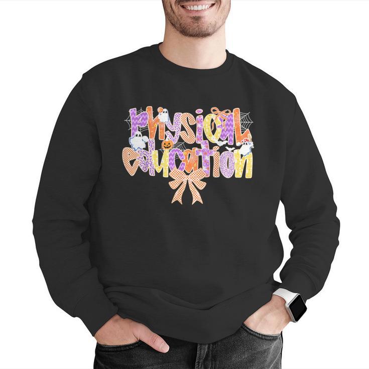 Physical Education Halloween Bow Checkered Teacher Ghost PE Men Graphic Sweatshirt, Pe Teacher Sweatshirts, funny gift Physical Education Halloween Bow Checkered Teacher Ghost PE Men Graphic Sweatshirt, Pe Teacher Sweatshirts, funny gift
