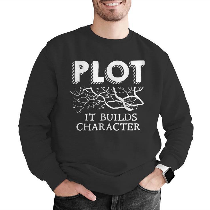 Plot It Builds Character Book Reading Teacher Men Graphic Sweatshirt, funny gift