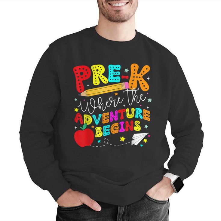 Pre-k Where The Adventure Begins First Day Of Prek Teacher Men Graphic Sweatshirt, funny gift Pre-k Where The Adventure Begins First Day Of Prek Teacher Men Graphic Sweatshirt, funny gift