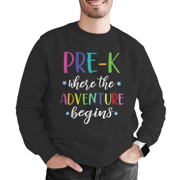 Pre-K Teacher Adventure Begins First Day Preschool Teachers Men Graphic Sweatshirt, funny gift Pre-K Teacher Adventure Begins First Day Preschool Teachers Men Graphic Sweatshirt, funny gift