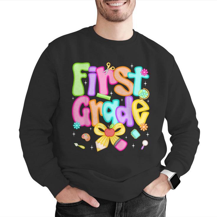 Preppy First Grade Back To School 1st Grade Teacher Girl Kid Men Graphic Sweatshirt, First Grade Teacher Sweatshirts, funny gift