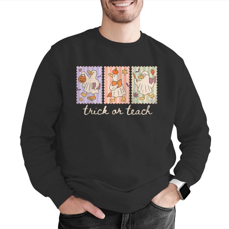 Preppy Goose Teacher Trick Or Teach Halloween Teacher Goose Men Graphic Sweatshirt, funny gift Preppy Goose Teacher Trick Or Teach Halloween Teacher Goose Men Graphic Sweatshirt, funny gift