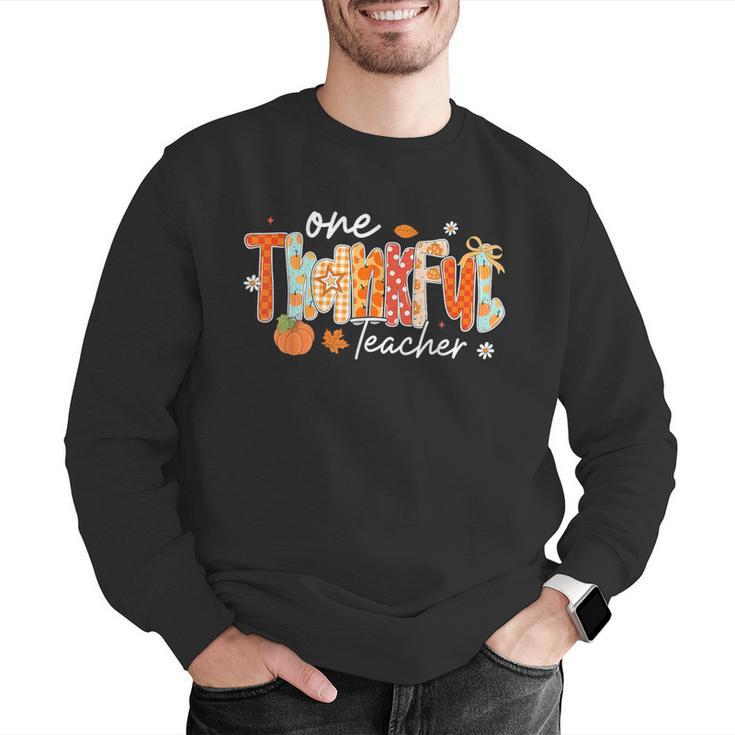Preppy One Thankful Teacher Coquette Thanksgiving Teacher Men Graphic Sweatshirt, funny gift Preppy One Thankful Teacher Coquette Thanksgiving Teacher Men Graphic Sweatshirt, funny gift
