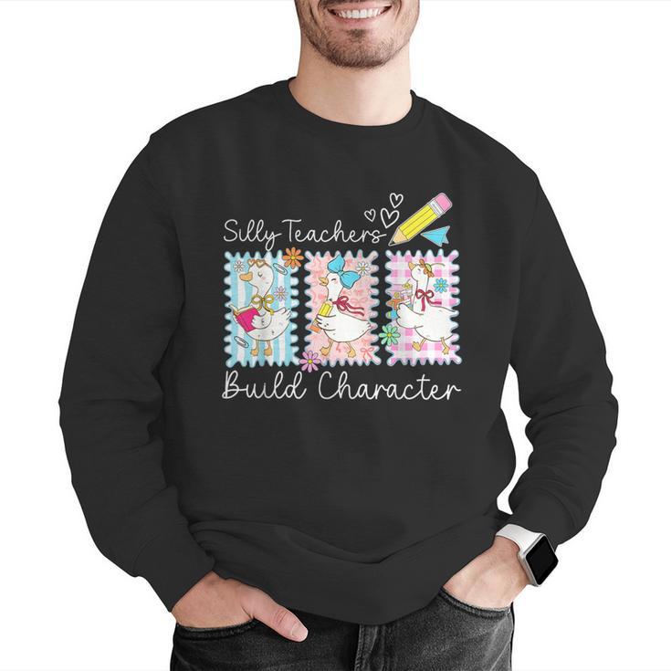 Preppy Silly Teacher Goose Build Character Back To School Men Graphic Sweatshirt, funny gift Preppy Silly Teacher Goose Build Character Back To School Men Graphic Sweatshirt, funny gift