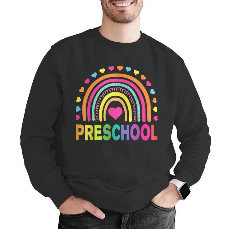 Preschool Rainbow Girls Boys Kids Teacher Back To School Men Graphic Sweatshirt, funny gift