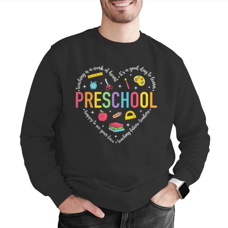 Preschool Teacher Pre-K Heart First Day Of Preschool Kids Men Graphic Sweatshirt, funny gift