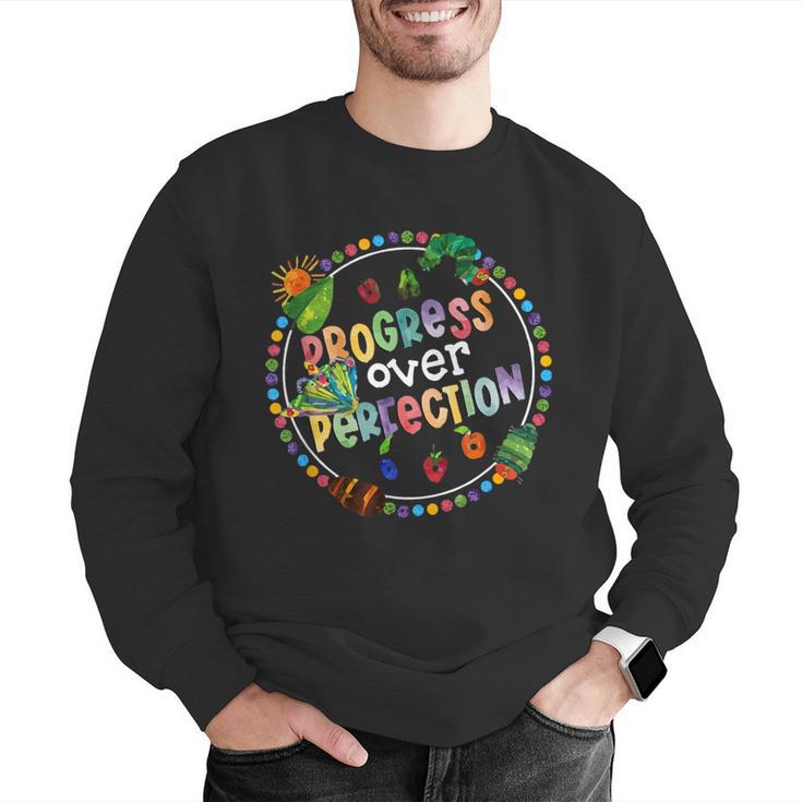 Progress Over Perfection Caterpillar Back To School Teacher Men Graphic Sweatshirt, funny gift Progress Over Perfection Caterpillar Back To School Teacher Men Graphic Sweatshirt, funny gift