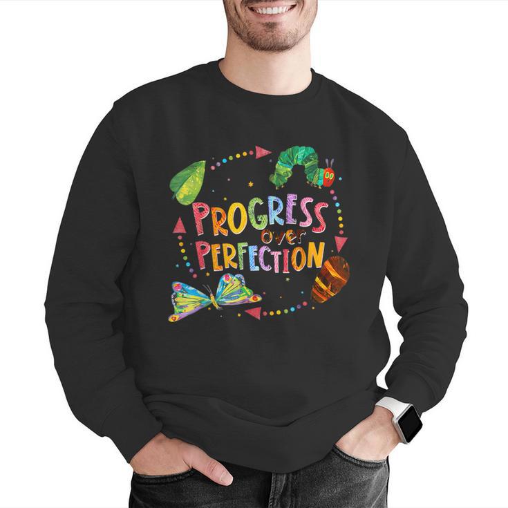 Progress Over Perfection Caterpillar Teacher Back To School Men Graphic Sweatshirt, funny gift Progress Over Perfection Caterpillar Teacher Back To School Men Graphic Sweatshirt, funny gift