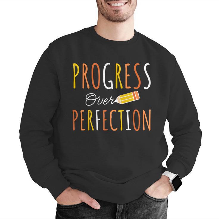 Progress Over Perfection Teacher Pencil Back-To-School Men Graphic Sweatshirt, funny gift Progress Over Perfection Teacher Pencil Back-To-School Men Graphic Sweatshirt, funny gift