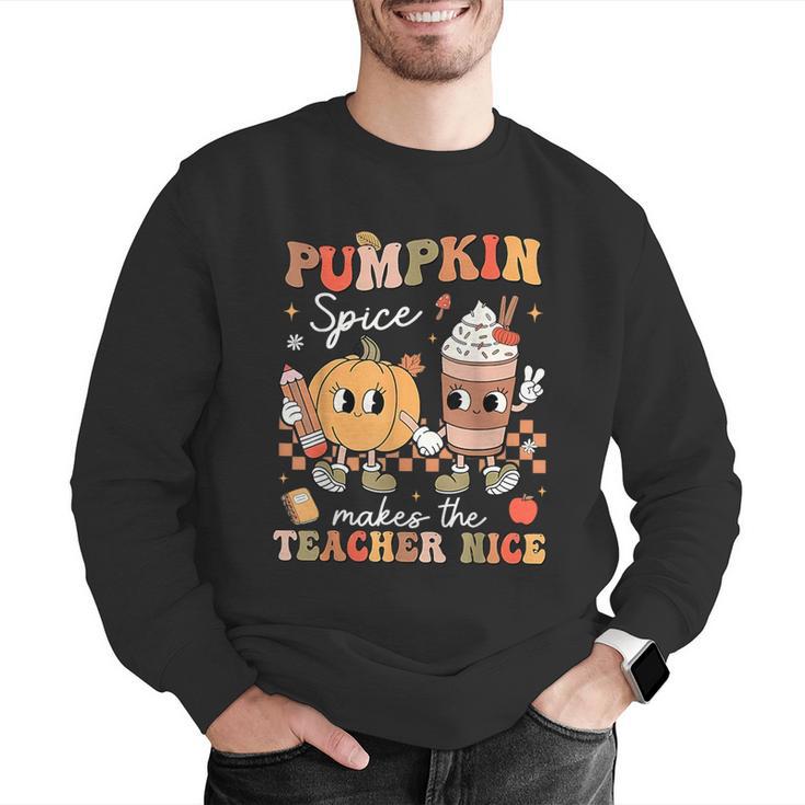 Pumpkin Spice Makes Teacher Nice Retro Fall Spooky Season Men Graphic Sweatshirt, funny gift Pumpkin Spice Makes Teacher Nice Retro Fall Spooky Season Men Graphic Sweatshirt, funny gift