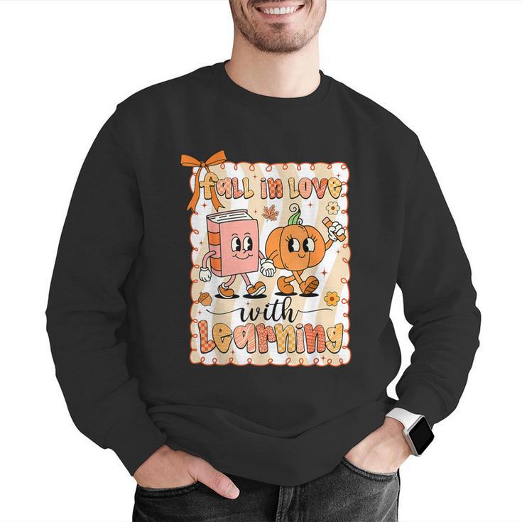Pumpkin Teacher Preppy Fall In Love With Learning Autumn Men Graphic Sweatshirt, funny gift