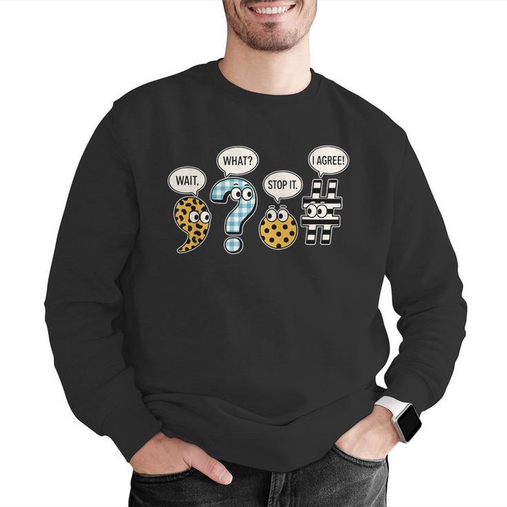Punctuation English Grammar Teacher Back To School Men Graphic Sweatshirt, English Teacher Sweatshirts, funny gift