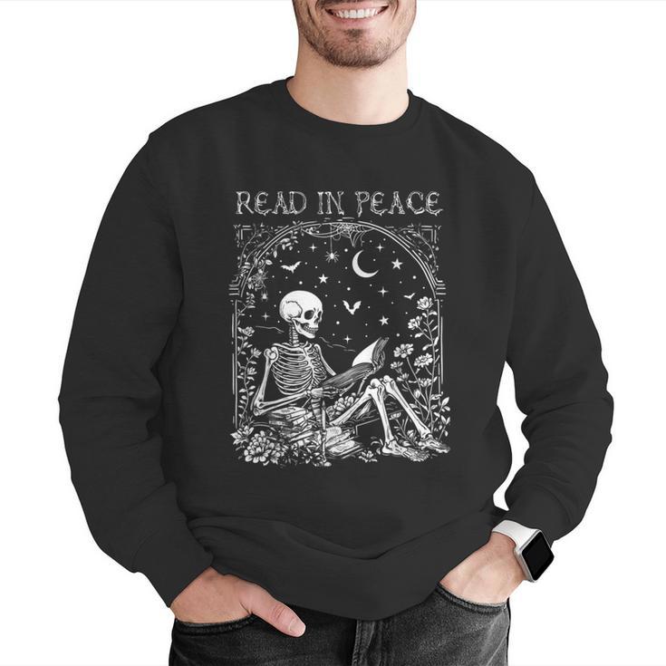 Read In Peace Skeleton Reading Teacher Spooky Halloween Men Graphic Sweatshirt, funny gift Read In Peace Skeleton Reading Teacher Spooky Halloween Men Graphic Sweatshirt, funny gift