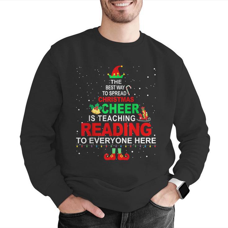 Reading Teacher Christmas Shirt Elf Christmas Cheer For Men Women Men Graphic Sweatshirt, funny gift