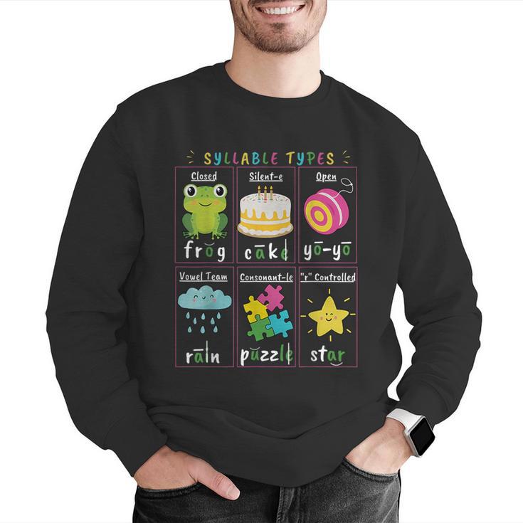 Reading Teacher Syllable Types Phonics Phonemic Awareness Men Graphic Sweatshirt, funny gift