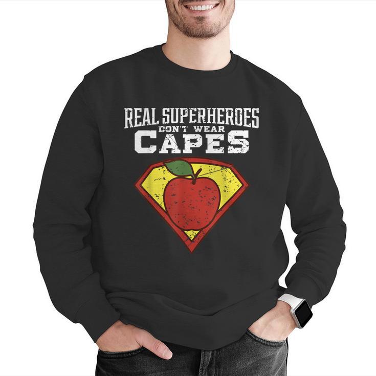 Real Superheroes Don't Wear Capes Teacher Shirt Teaching Te Men Graphic Sweatshirt, funny gift