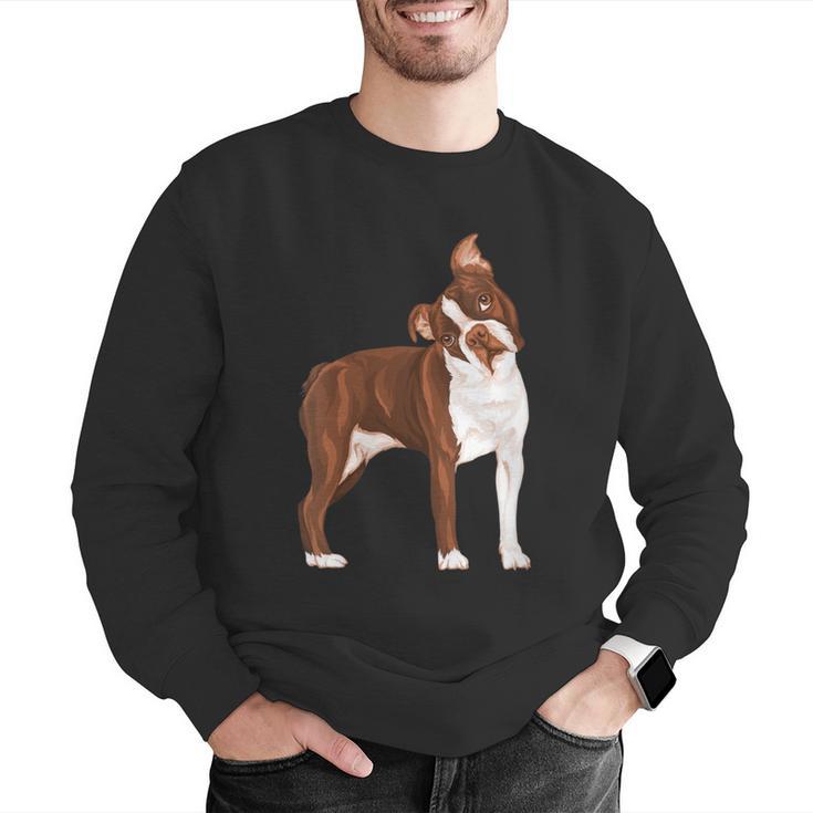 Red Boston Terrier Dog Men Graphic Sweatshirt, funny gift