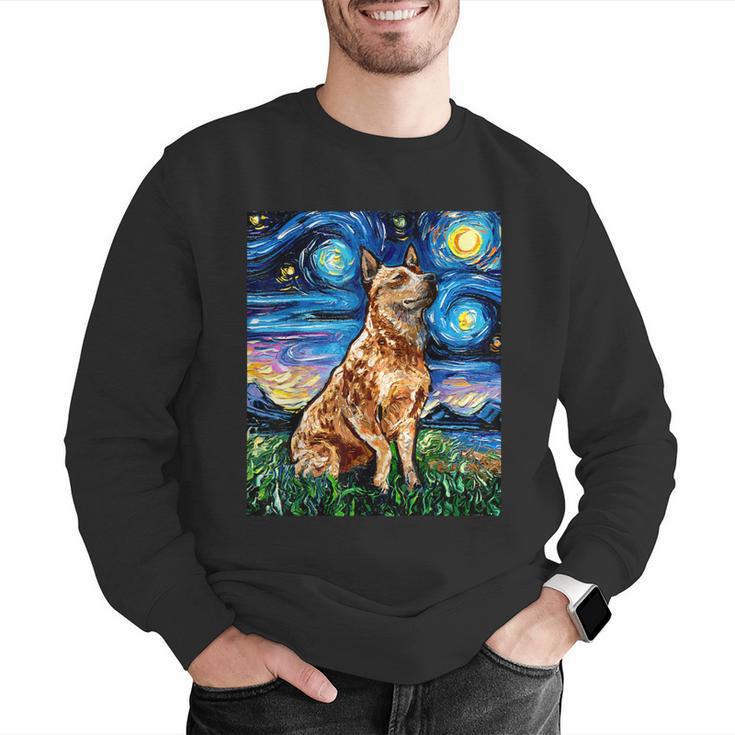 Red Heeler Starry Night Cattle Dog Colorful Art By Aja For Men Women Girls Kids Men Graphic Sweatshirt, funny gift