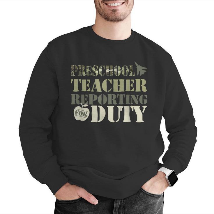 Retro Back To School Women Old Camo Preschool Teacher Men Graphic Sweatshirt, funny gift Retro Back To School Women Old Camo Preschool Teacher Men Graphic Sweatshirt, funny gift