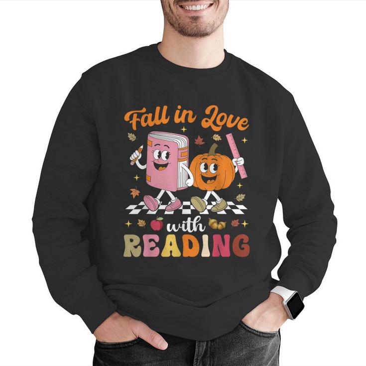 Retro Fall In Love With Learning Pumpkin Autumn Teacher Men Graphic Sweatshirt, funny gift