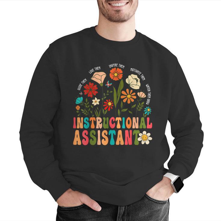 Retro Instructional Assistant Wildflowers Teacher Aide Men Graphic Sweatshirt, funny gift