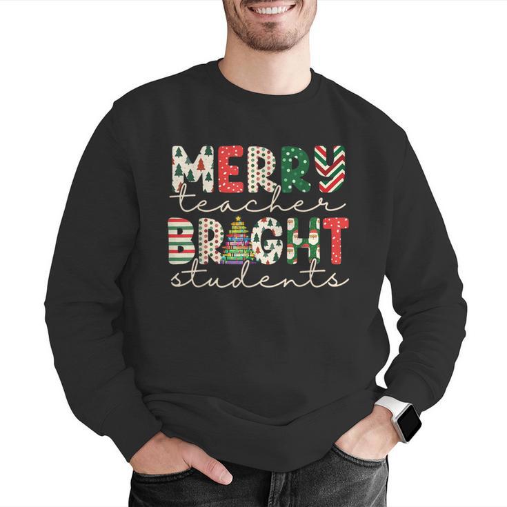 Retro Merry Teacher Bright Students Christmas Teacher Men Graphic Sweatshirt, funny gift