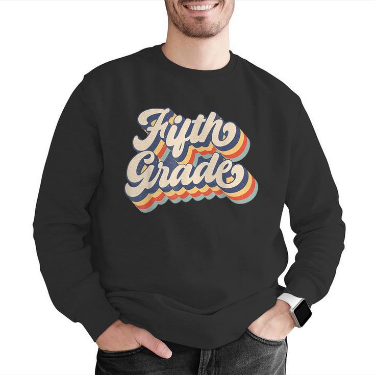 Retro Sunset Fifth Grade Teacher & Student Back To School Men Graphic Sweatshirt, funny gift