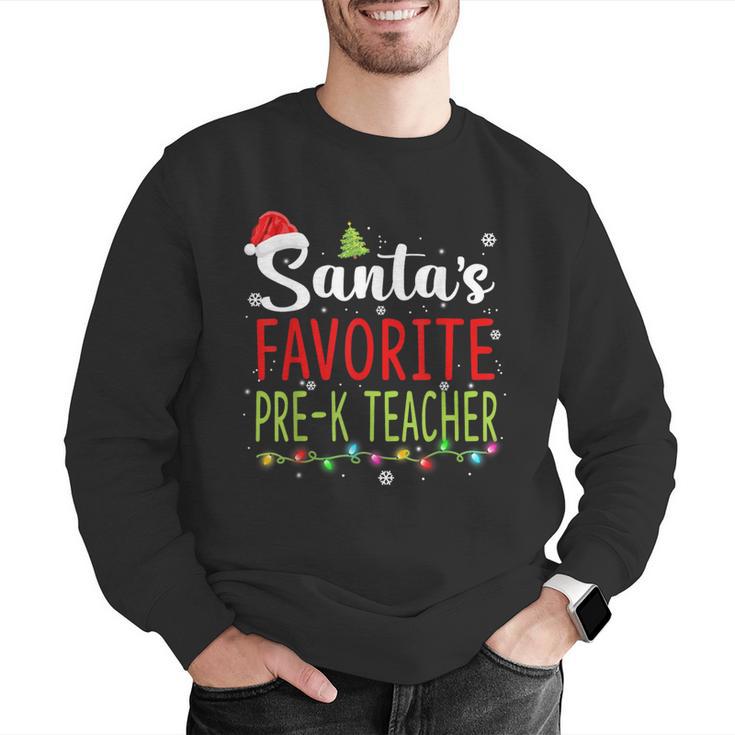 Santa's Favorite Pre-K Teacher Christmas Santa Hat Lights For Men Women Kids Men Graphic Sweatshirt, funny gift