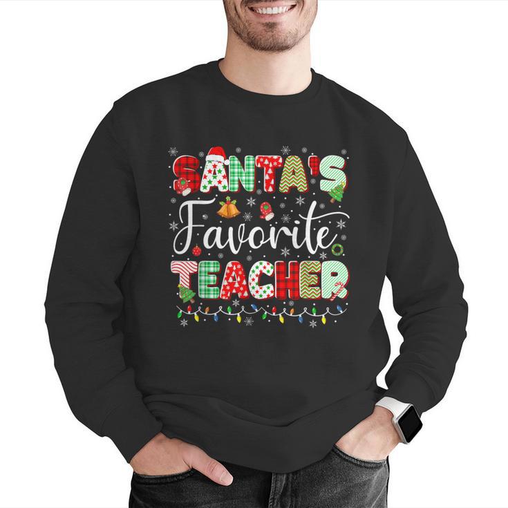 Santas Favorite Teacher Christmas Matching Xmas Men Women Men Graphic Sweatshirt, funny gift
