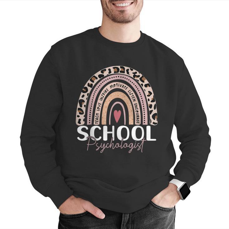 School Psych Teacher School Psychologist Leopard Rainbow Men Graphic Sweatshirt, funny gift School Psych Teacher School Psychologist Leopard Rainbow Men Graphic Sweatshirt, funny gift