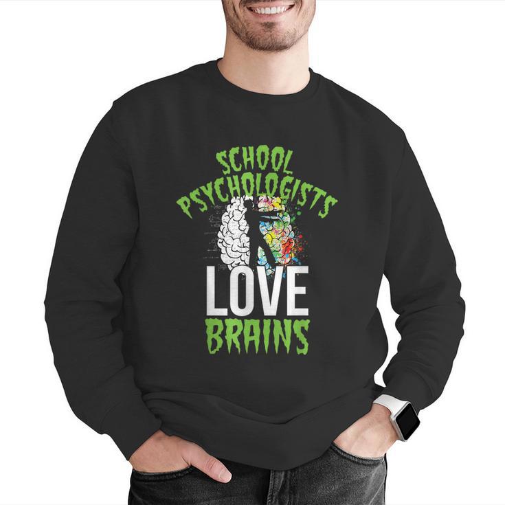 School Psychologists Love Brains Halloween Teacher Counselor Men Graphic Sweatshirt, funny gift