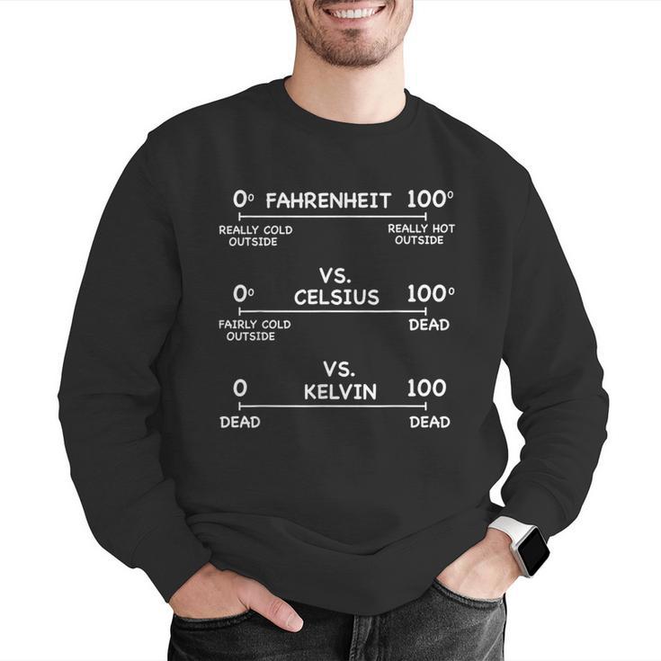 Science Teacher Engineering Temperature Scales Fahrenheit Vs Celsius Vs Kelvin Humorous -Adults - Small Short Sleeve Modern V-Neck Cotton Blend Machine Wash Men Graphic Sweatshirt, Science Teacher Sweatshirts, funny gift
